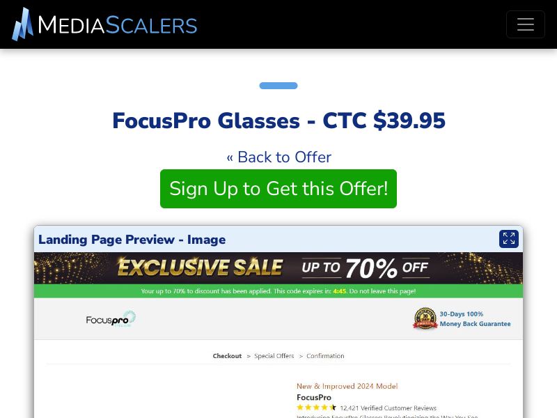 FocusPro Glasses - CTC $39.95 {+DTC} (Event Tracking) [US]