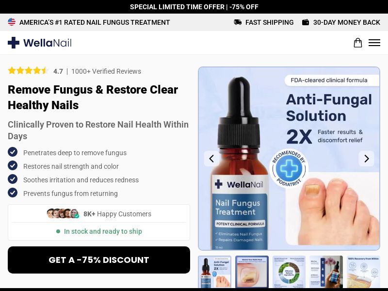 WellaNail Fungus Treatment Oil - Product Page [INTL] (Social,Banner,Native,Push,SEO,Search,Brand Bidding) - CPA