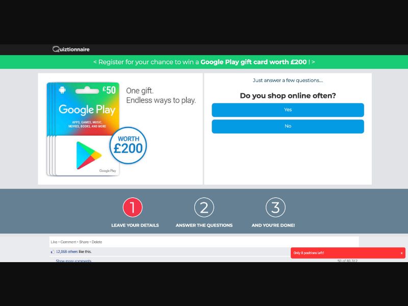 NL - Quiztionnaire - Google Play Giftcard - (CPL)