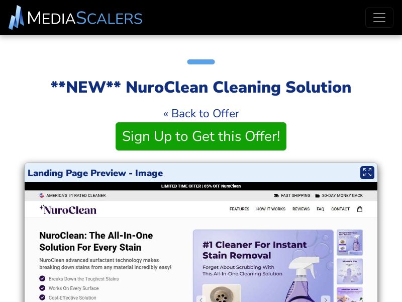 NuroClean Cleaning Solution {+DTC, Advertorial, Alt-Landers} [US, DE, CA, AU, GB, FR, IL, +236 More]