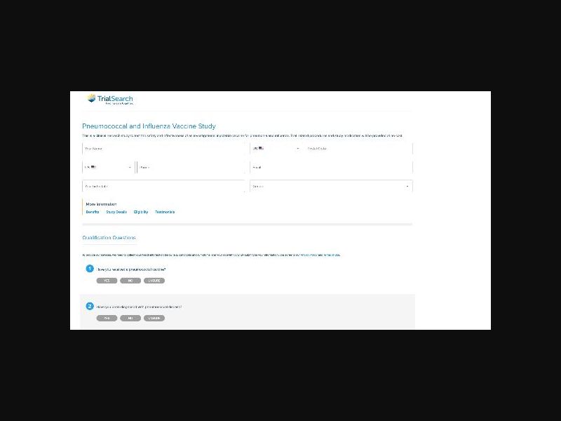 Clinical Trial Search - Pneumococcal and Influenza Vaccine - CPL (US)