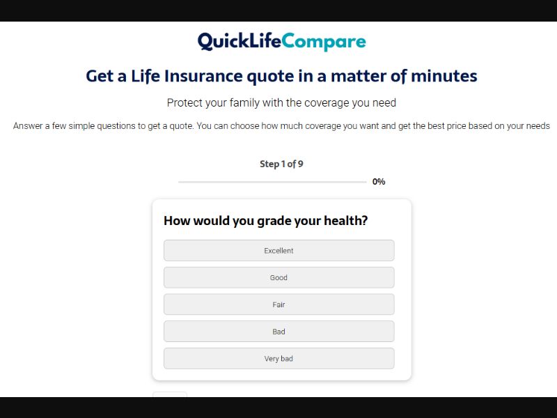 [WEB+MOB] QuickLifeCompare - Life Insurance Quote /CA SOI *FB Pixel* 