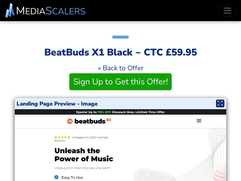 BeatBuds X1 Black ~ CTC £59.95 {+DTC, Alt-Landers} (Event Tracking) [UK]