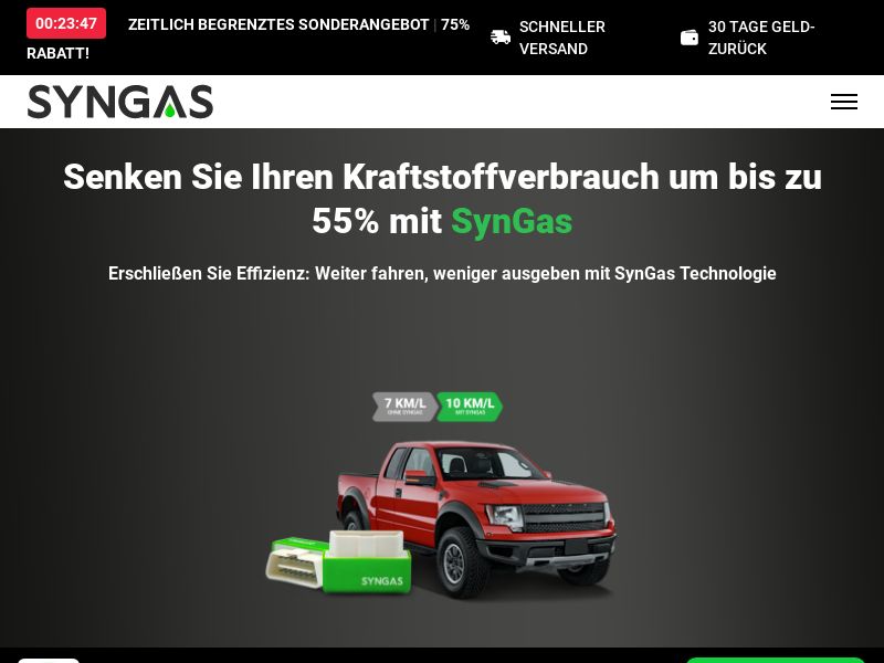 ! HOT OFFER - SynGas OBD Fuel Saver - DTC [DE] (Social,Banner,Native,Push,SEO,Search,Brand Bidding) - CPA