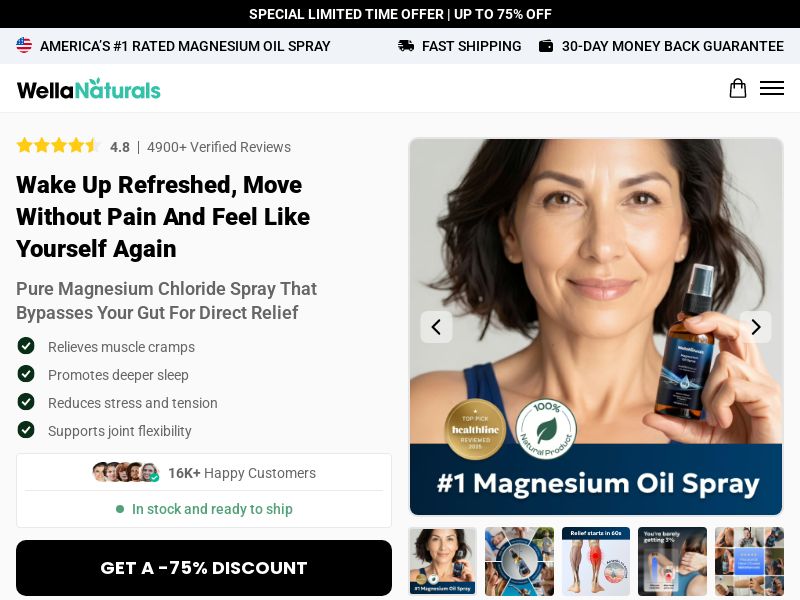 Magnesium Oil - WellaNaturals - CTC $46.99