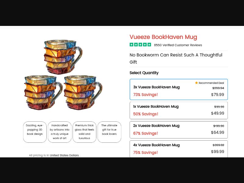 [WEB+MOB] Vueeze BookHaven Mug - CTC $49.99 /US/CA/AU CPS
