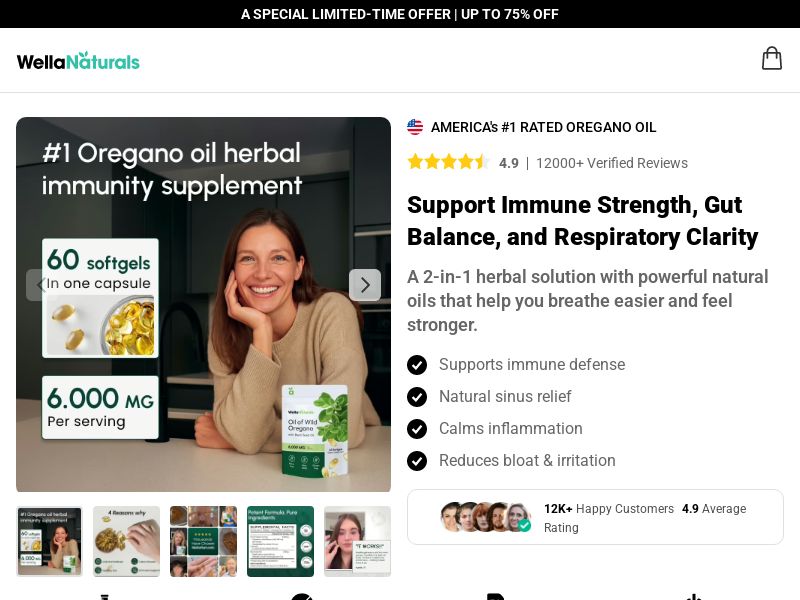 ! NEW OFFER - WellaNaturals Oregano Oil Pills - DTC [INTL] (Social,Banner,Native,Push,SEO,Search,Brand Bidding) - CPA