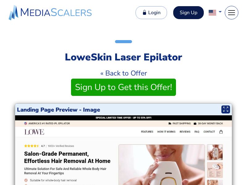LoweSkin Laser Epilator {+Advertorial, DTC, Alt-Landers} (Event Tracking) [US, DE, CA, AU, UK, FR, IL, +232 More]