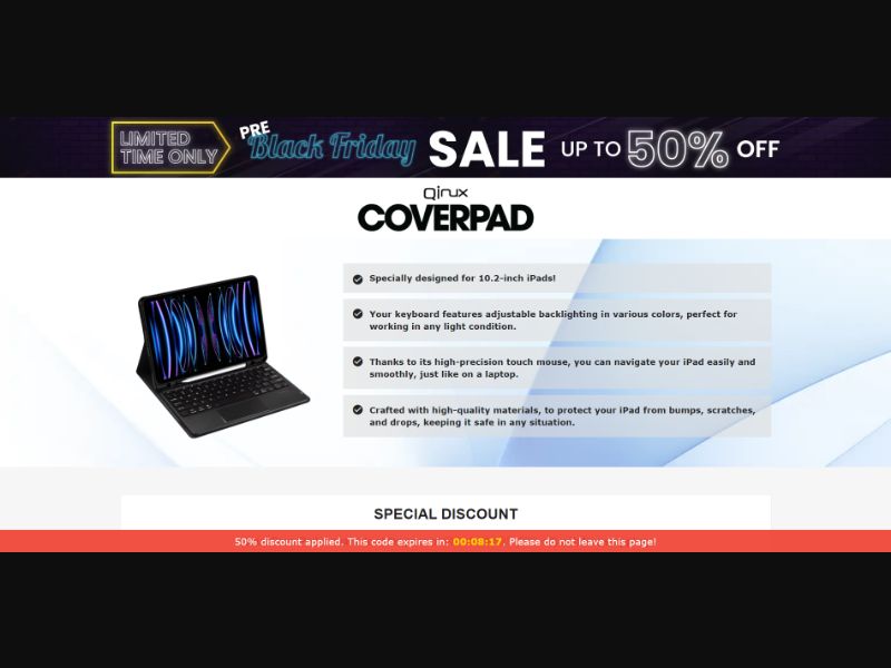 [WEB+MOB] Qinux CoverPad – Adjustable Case /International (112 GEOs) CPS *FB/TT/Google/Taboola Pixel*