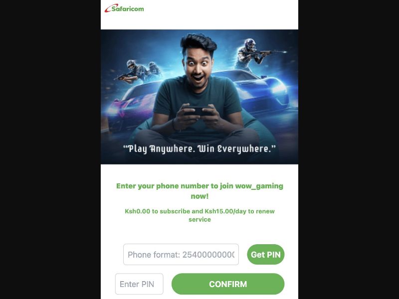 37643 - KE - [MOB] - WOW Games - Safaricom - mFilter - Non-Billable - 1 Click