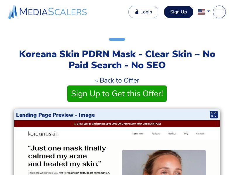 Koreana Skin PDRN Mask - Clear Skin ~ No Paid Search - No SEO [US, DE, CA, AU, UK]