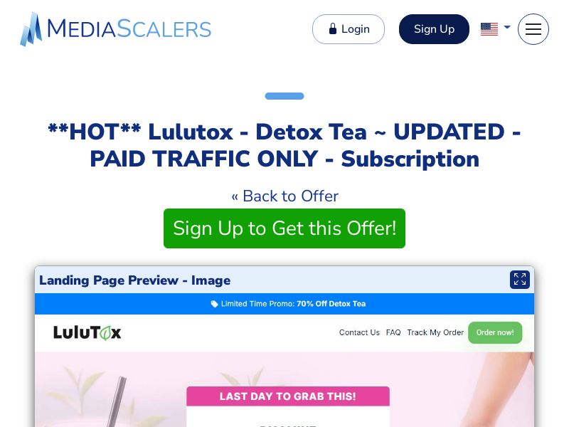 Lulutox - Detox Tea ~ UPDATED - PAID TRAFFIC ONLY - Subscription {+Advertorial, DTC, Alt-Landers} (Event Tracking) [US, CA, AU, UK, NZ]