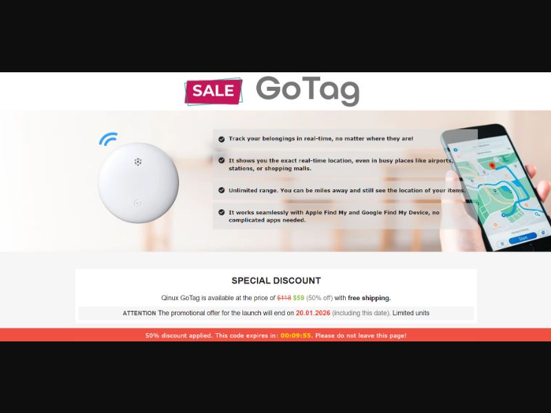 [WEB+MOB] Qinux GoTag – Mini Tracker /International (116 GEOs) CPS *FB/TT/Google/Taboola Pixel* [Approval Required]