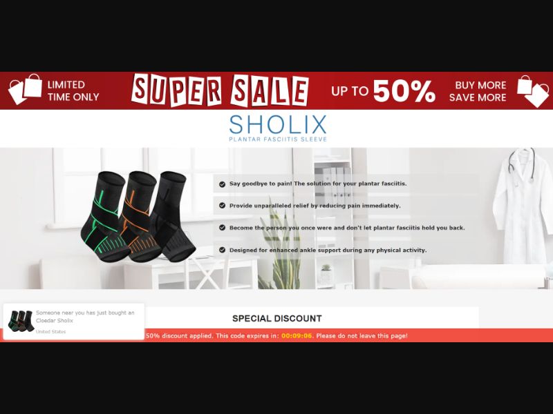 [WEB+MOB] Cloedar Sholix – Plantar Fasciitis Sleeve /International (112 GEOs) CPS *FB/TT/Google/Taboola Pixel* [Approval Required]