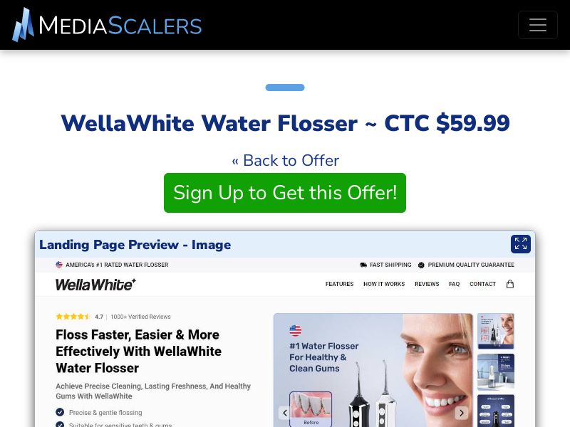 WellaWhite Water Flosser ~ CTC $59.99 {+Advertorial, DTC, Alt-Landers} [US, DE, CA, AU, UK, FR, IL, +232 More]