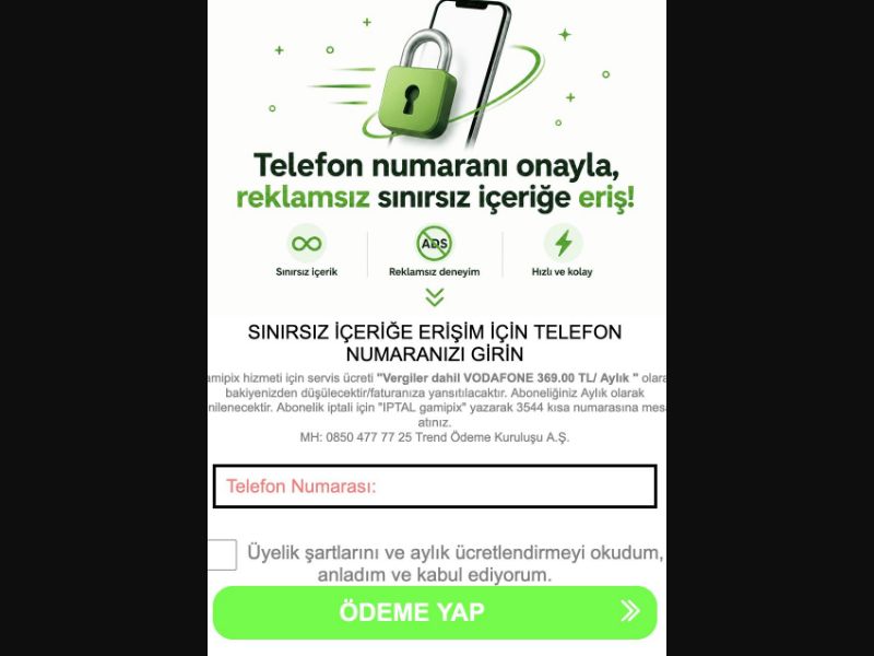 38490 - TR - [MOB] - Unlimited Content - Vodafone - PIN