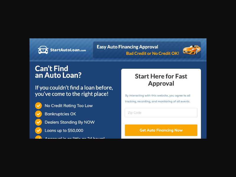 Start Auto Loan - Loans up to $50k - CPL (US)
