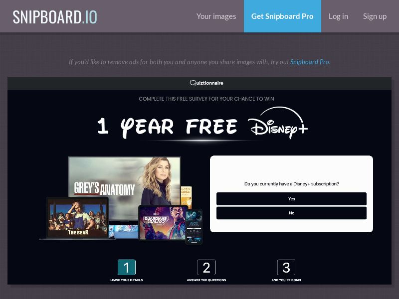 Quiztionnaire - Disney+ £200 1 Year UK - SOI