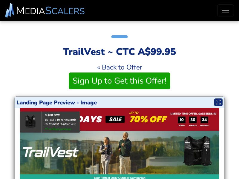 TrailVest ~ CTC A$99.95 {+DTC, Alt-Landers} (Event Tracking) [AU]
