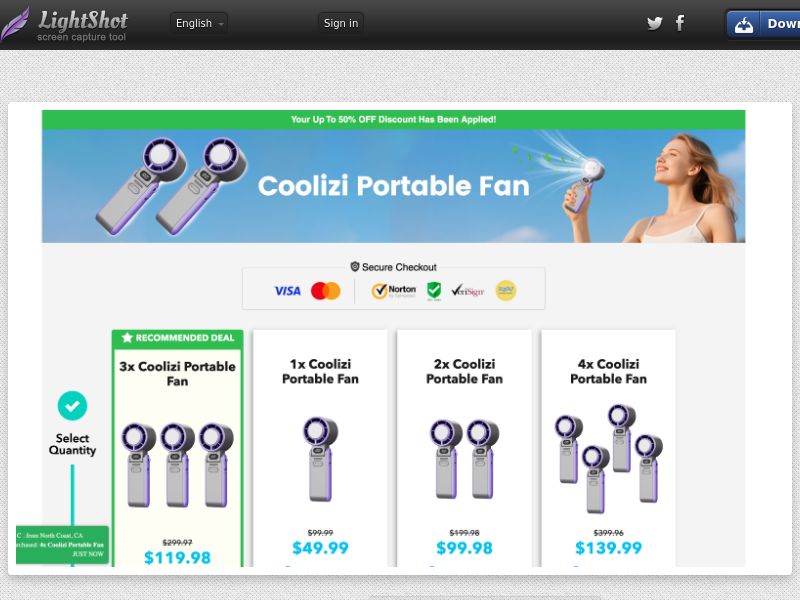 Coolizi Portable Fan