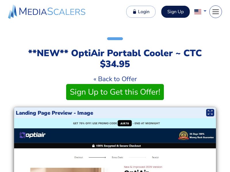 OptiAir Portabl Cooler ~ CTC $34.95 {+Alt-Landers, DTC} (Event Tracking) [US]