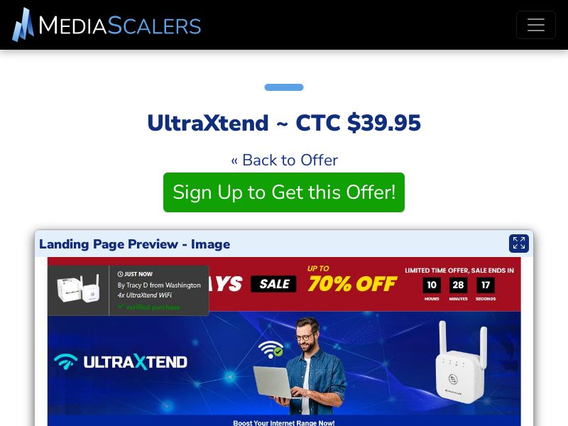 UltraXtend ~ CTC $39.95 {+Advertorial, DTC, Alt-Landers} (Event Tracking) [US]