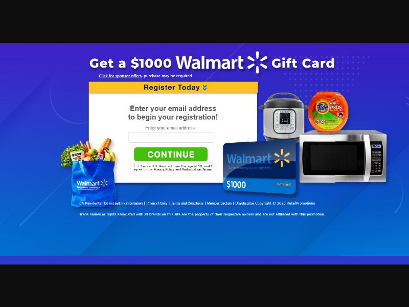 Retail Promotions - 1k Walmart Gift Card Giveaway - CPL (US)