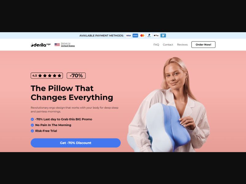 [WEB+MOB] Derila ERGO - Memory Foam Pillow /International (49 GEOs) CPS ★Top