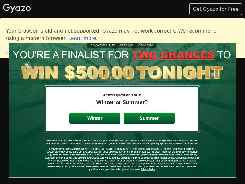 Everyday Winner - CPA - Main Amex GC - US - SOI