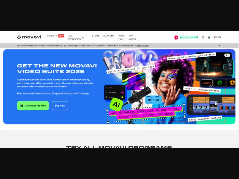 [WEB+MAC] Movavi Video Editor - Monthly Subscription /International Revshare 48% [Approval Required]