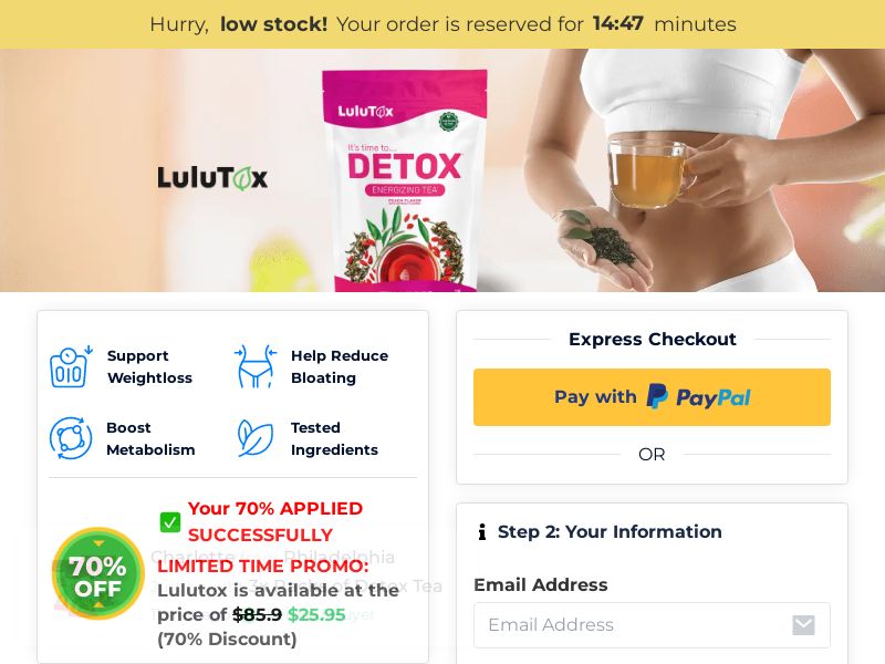 ! HOT OFFER - Lulutox Detox Tea - DTC [INTL] (Social,Banner,Native,Push,SEO,Search) - CPA {No BrandBidding} 