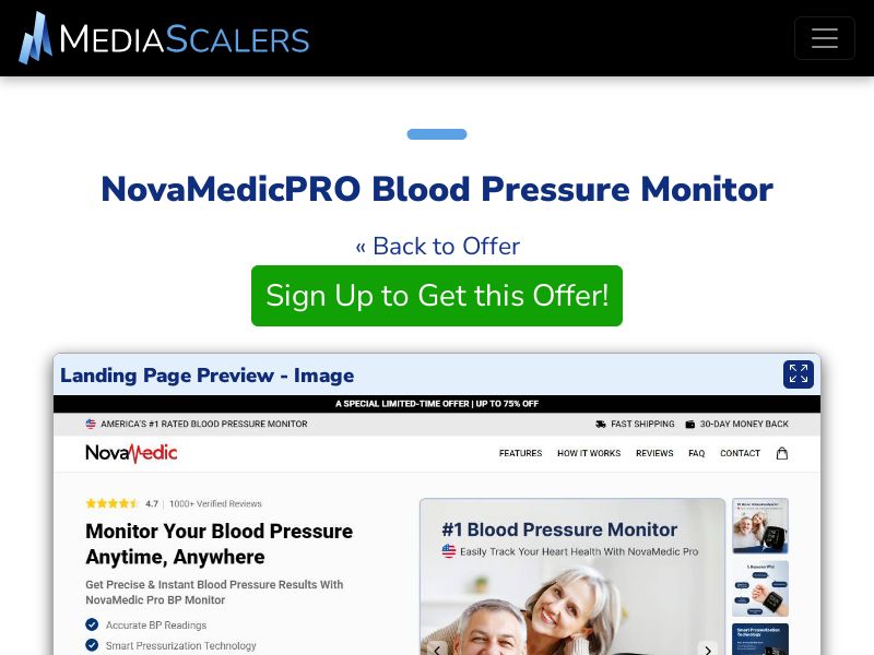 NovaMedicPRO Blood Pressure Monitor {+Advertorial, DTC, Alt-Landers} [US, DE, CA, AU, UK, FR, IL, +232 More]