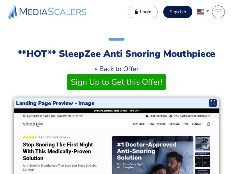 SleepZee Anti Snoring Mouthpiece {+Advertorial, DTC, Alt-Landers} (Event Tracking) [US, DE, CA, AU, UK, FR, IL, +232 More]
