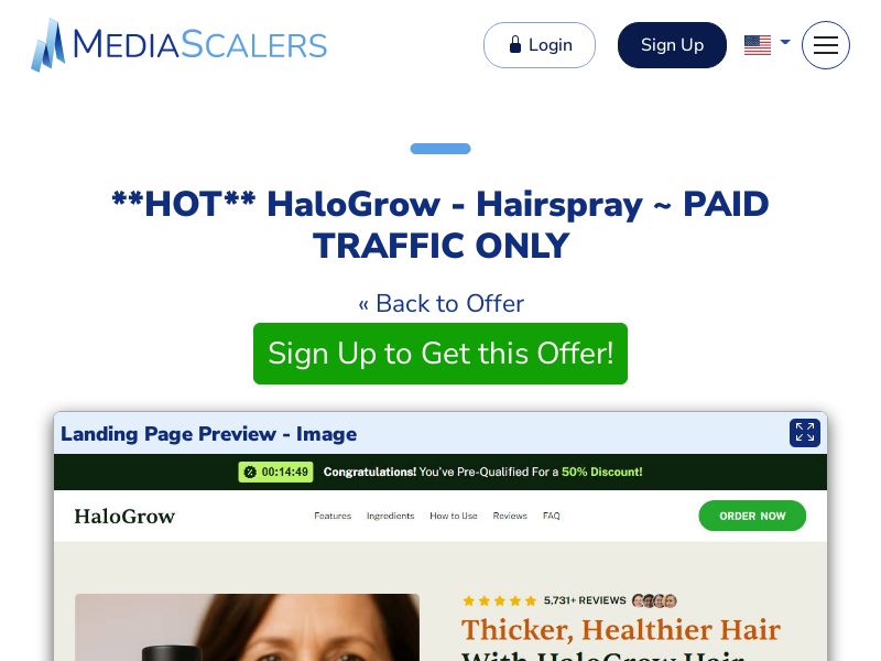 HaloGrow - Hairspray ~ PAID TRAFFIC ONLY {+Advertorial, DTC, Multi-Lang, Alt-Landers} (Event Tracking) [US, DE, CA, AU, UK, FR, IL, +232 More]
