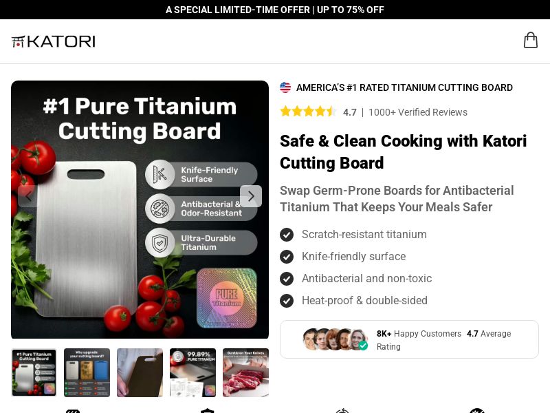 Katori Titanium Cutting Board SS - US/INTL