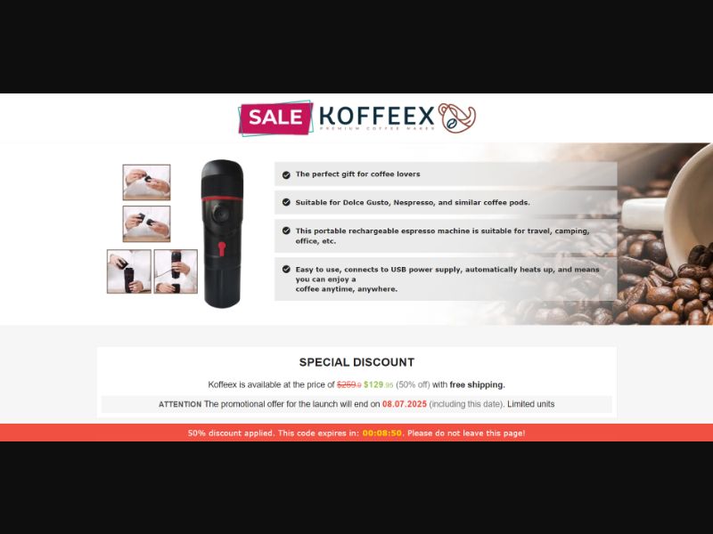 [WEB+MOB] Koffeex – Premium Coffee Maker /International (112 GEOs) CPS *FB/TT/Google/Taboola Pixel* [Approval Required]