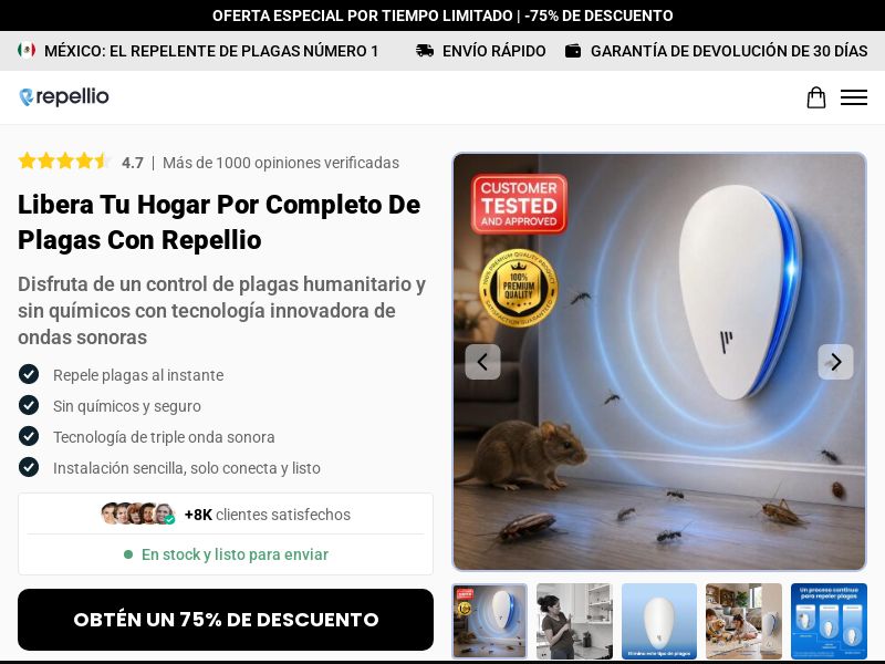 Repellio Pest Repeller Sound [LATAM] (Social,Banner,Native,Push,SEO,Search,Brand Bidding) - CPA