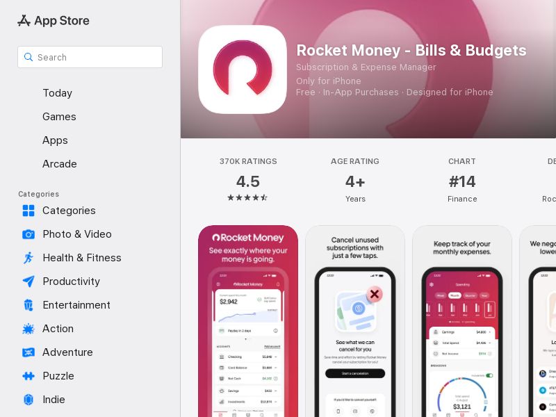 Rocket Money - US - CPA - iOS - Content, Rewarded App, Social (Pre-approval Required)