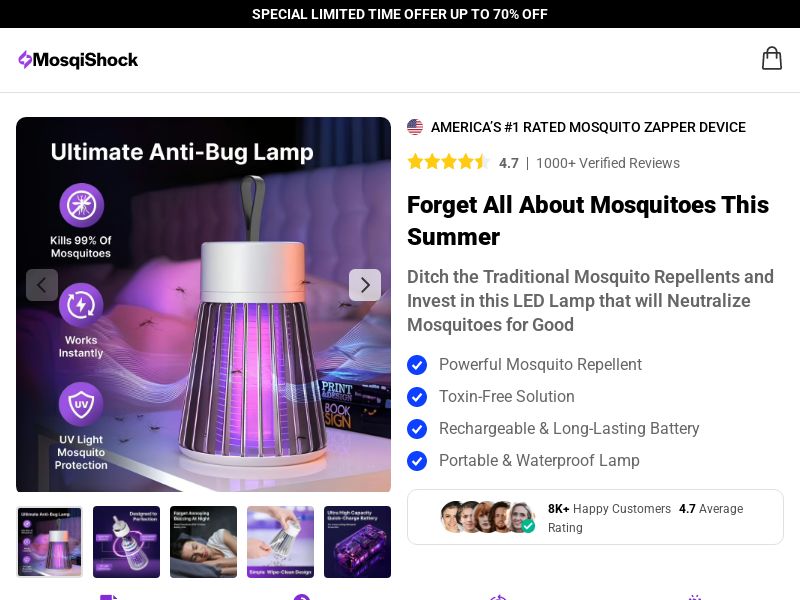 MosqiShock Mosquito Zapper - DTC [INTL] (Social,Banner,Native,Push,SEO,Search,Brand Bidding) - CPA
