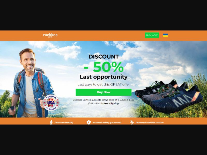 [WEB+MOB] Zuekkos Earth – Breathable Shoes /International (112 GEOs) CPS *FB/TT/Google/Taboola Pixel*