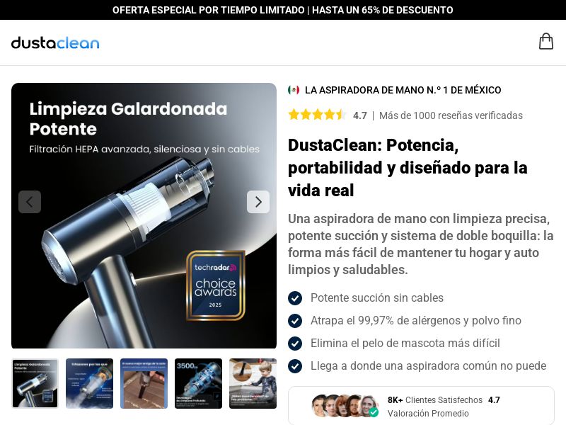 ! NEW OFFER - Dustaclean Handheld vacuum - DTC [LATAM] (Social,Banner,Native,Push,SEO,Search,Brand Bidding) - CPA
