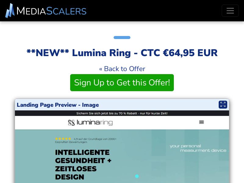 Lumina Ring - CTC €64,95 EUR {+DTC, Alt-Landers, Advertorial} (Event Tracking) [DE, AT]