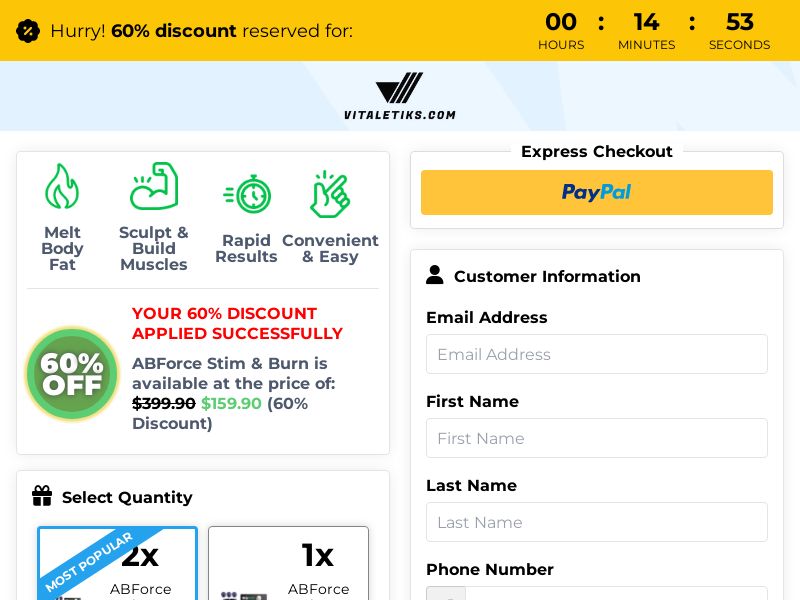 ABForce Stimulator & Recovery - DTC [US] (Email,Native,Social,Banner,Search,SEO) - CPA {No BrandBidding}