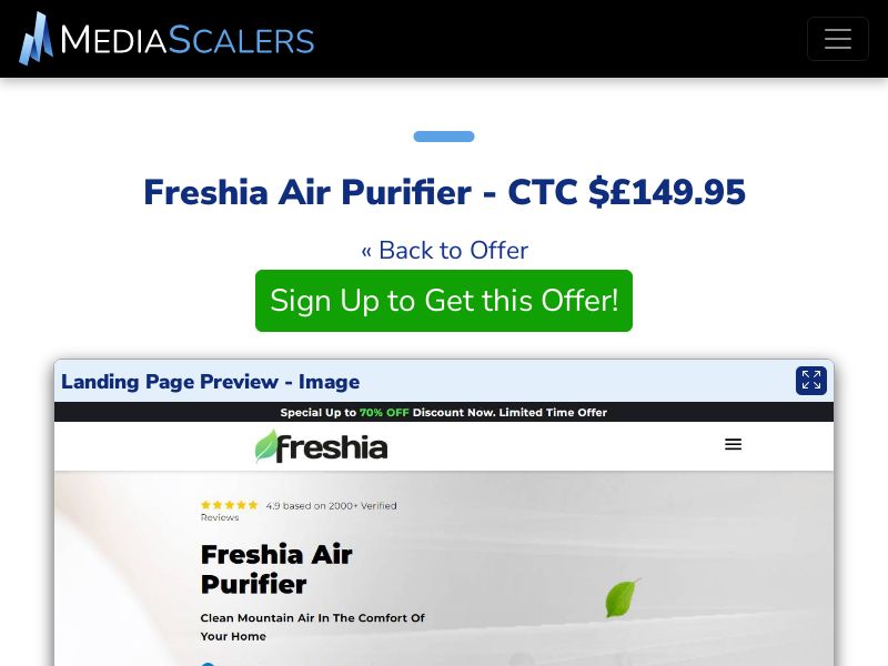 Freshia Air Purifier - CTC $£149.95 {+Alt-Landers} (Event Tracking) [UK]