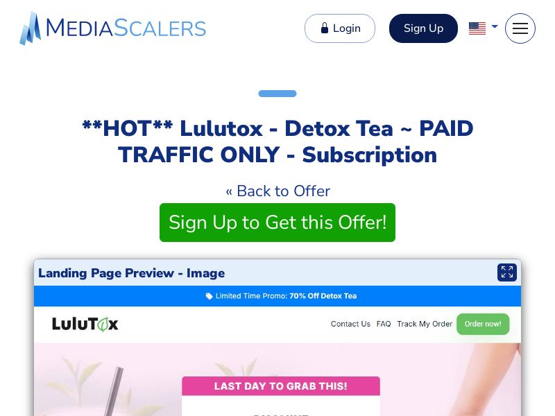 Lulutox - Detox Tea ~ PAID TRAFFIC ONLY - Subscription {+Advertorial, DTC, Alt-Landers} (Event Tracking) [US, CA, AU, UK, NZ]
