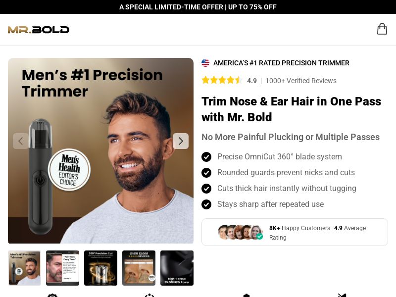 ! NEW OFFER - MrBoldPro Nose Hair Trimmer - DTC [INTL] (Social,Banner,Native,Push,SEO,Search,Brand Bidding) - CPA 
