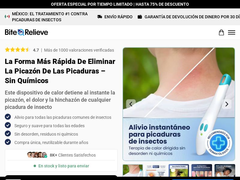 BiteRelieve Insect Bite Treatment [LATAM] (Social,Banner,Native,Push,SEO,Search,Brand Bidding) - CPA