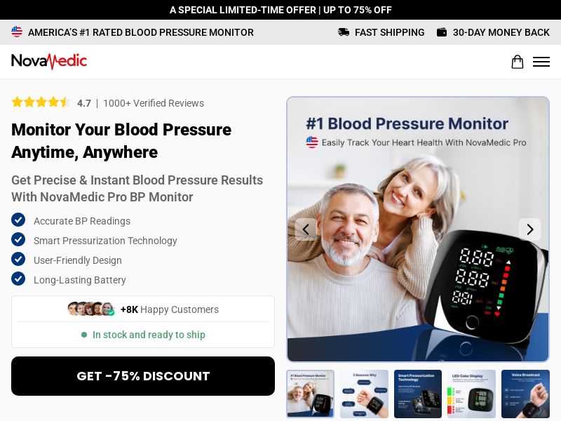 Blood Pressure Monitor - NovaMedicPRO - CTC $69.99